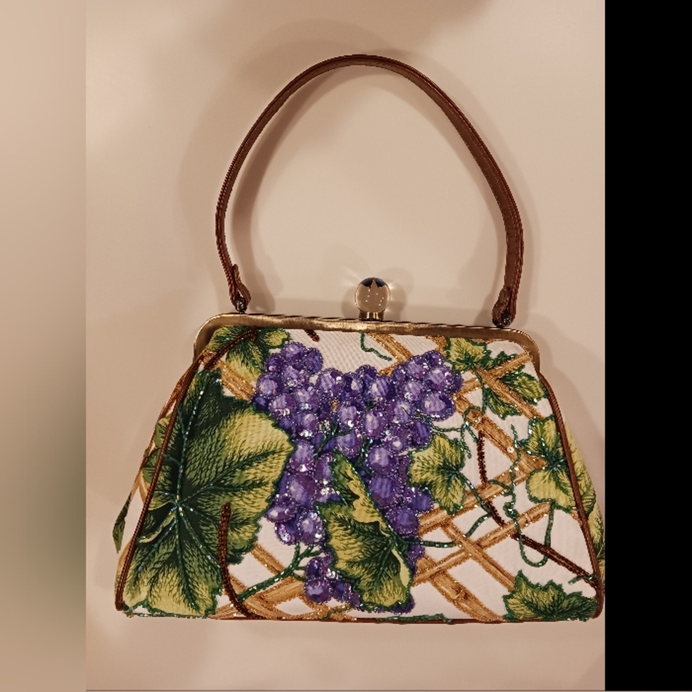Isabella Fiore beaded and sequined grape design handbag NWOT